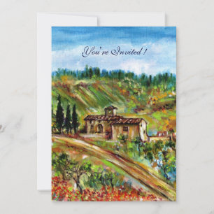 Invitación ANTIGUA GRANJA PAISAJE DE TOSCANA,amarillo verde b