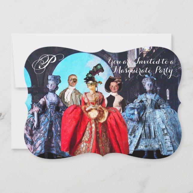 INVITACIÓN ANTIGUA ITALIANA BOMBA FIESTA DE CÓSTUME MASQUERAD (Anverso)