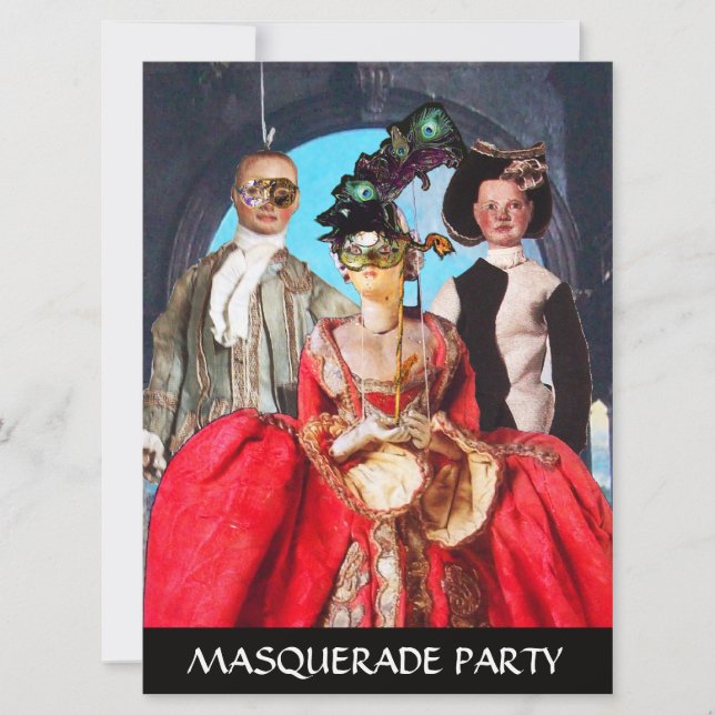 INVITACIÓN ANTIGUA ITALIANA BOMBA FIESTA DE CÓSTUME MASQUERAD (Anverso)