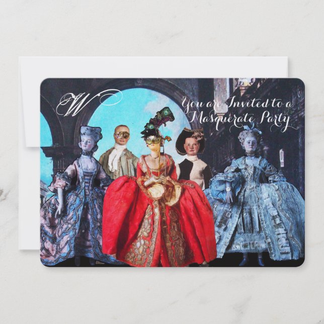 INVITACIÓN ANTIGUA ITALIANA BOMBA FIESTA DE CÓSTUME MASQUERAD (Anverso)