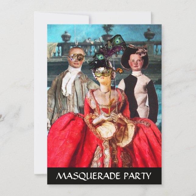 INVITACIÓN ANTIGUA ITALIANA BOMBA FIESTA DE CÓSTUME MASQUERAD (Anverso)