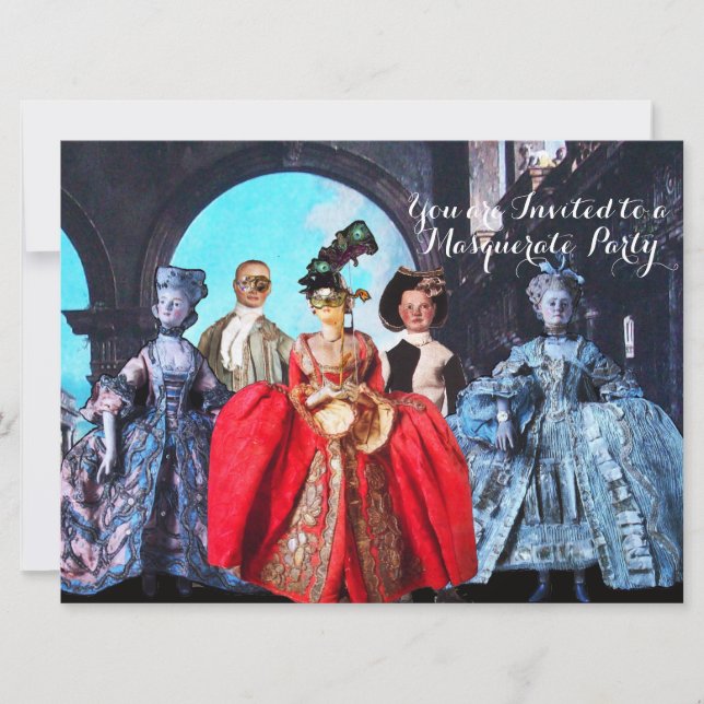 INVITACIÓN ANTIGUA ITALIANA BOMBA FIESTA DE CÓSTUME MASQUERAD (Anverso)