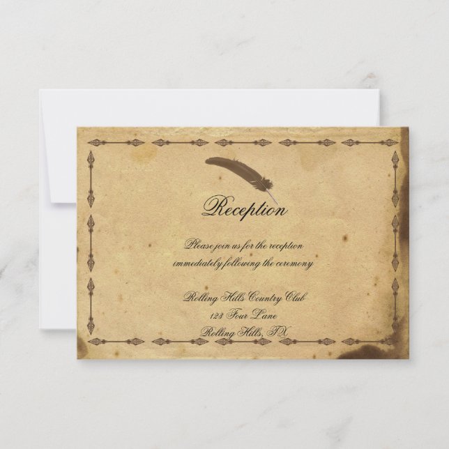 Invitación Antigua recepción de bodas de pergamino de estilo  (Anverso)