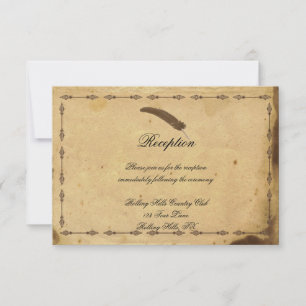 Invitación Antigua recepción de bodas de pergamino de estilo 