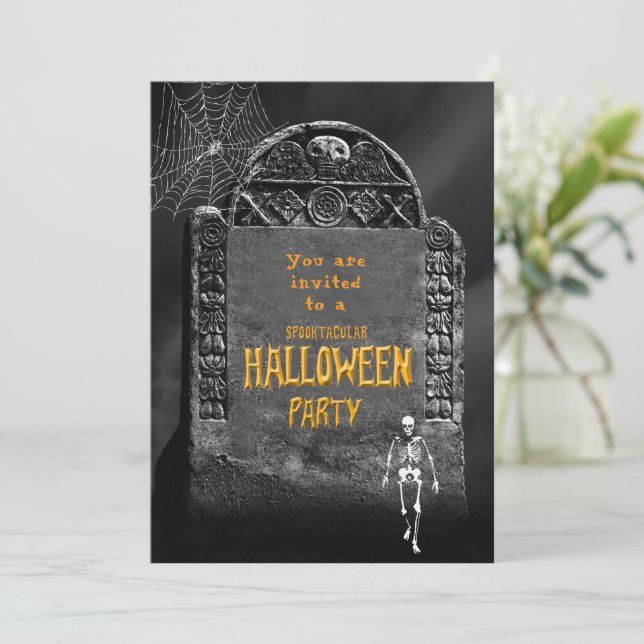 Invitación Antigua tumba de la fiesta de Halloween (Anverso de pie)