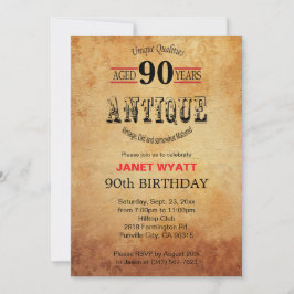 Invitación Antigüedad 90 cumpleaños