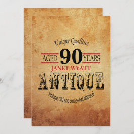 Invitación Antigüedad 90 cumpleaños