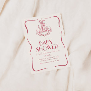 Invitación Antigüedades Caprichosa Rosa para Baby 