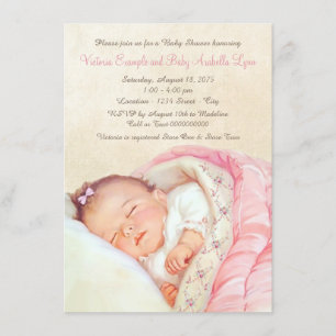 Invitación Antigüedades para Baby Shower de Niña