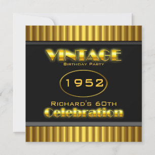 Invitación Antiguo 60 cumpleaños fiesta negro oro amarillo 60