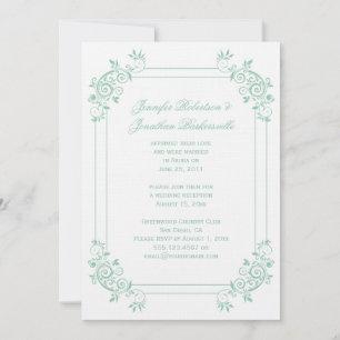 Invitación Antiguo Blanco Jade Claro Floral Remolinos Post Bo