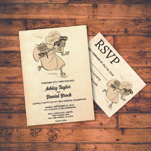 Invitación Antiguo Boda antiguo rústico de estilo vintage