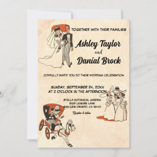 Invitación Antiguo Boda de estilo rústico de los años 50 con 