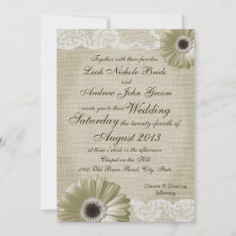 Invitación Antiguo Boda de margarita blanca y encaje