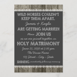 Invitación Antiguo Boda de tablero rústico de moda