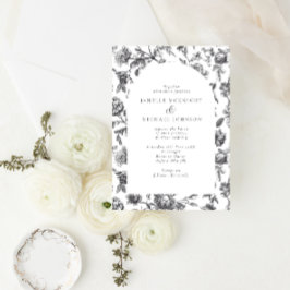 Invitación Antiguo Boda del arco de toallas florales en blanc