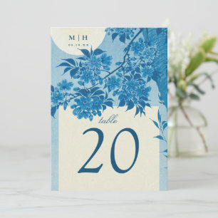 Invitación Antiguo Boda japonés de flores de cerezo azul