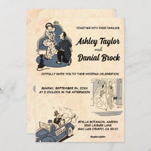 Invitación Antiguo Boda romántico clásico antiguo de la época