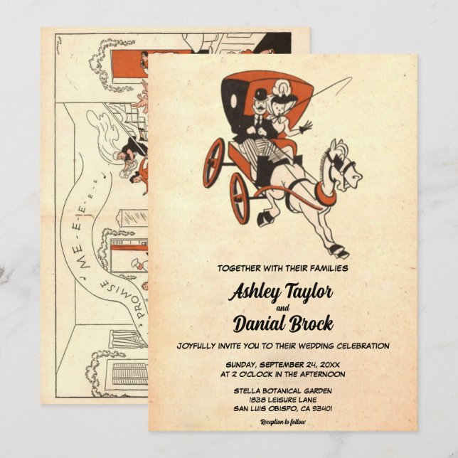 Invitación Antiguo Boda Rústico Moderno Vintage Retro (Anverso / Reverso)