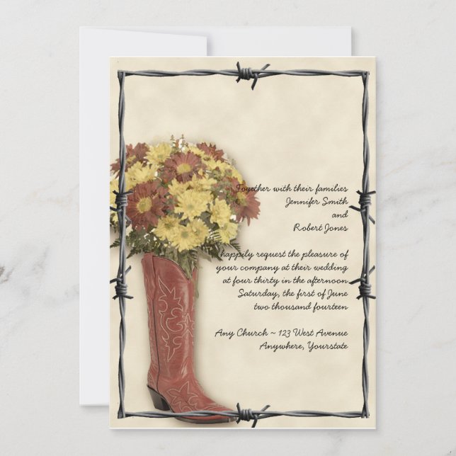 Invitación Antiguo Bouquet West Faded 3 Wedting (Anverso)