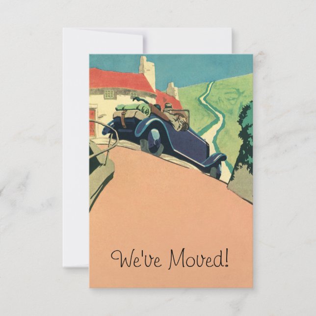 Invitación Antiguo coche convertible, cambio de dirección de  (Anverso)