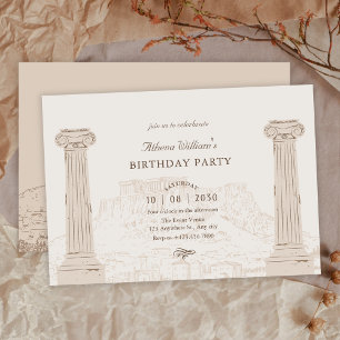 Invitación Antiguo cumpleaños de arquitectura marrón
