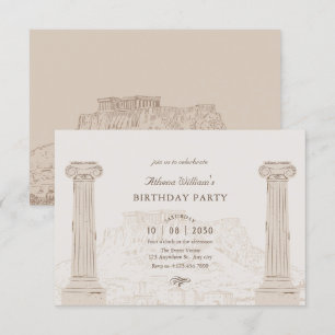 Invitación Antiguo cumpleaños de arquitectura marrón
