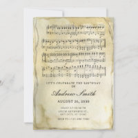 Antiguo cumpleaños de notas musicales de papel de 