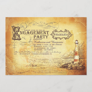 Invitación Antiguo faro vintage fiesta de compromiso náutico