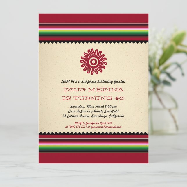 Invitación Antiguo Fiesta de Serape Solar Mexicano (Anverso de pie)