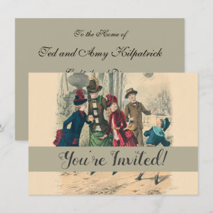 Invitación Antiguo juego de pelota de niños victorianos de 18