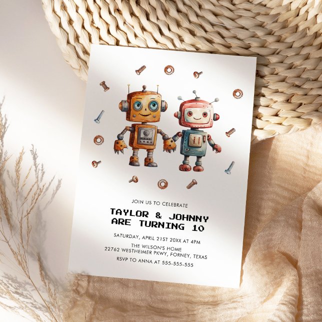 Invitación Antiguo Juguete Robot Niños Cumpleaños (Subido por el creador)