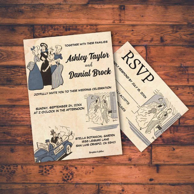 Invitación Antiguo libro de historietas de época Boda de Moda (Subido por el creador)
