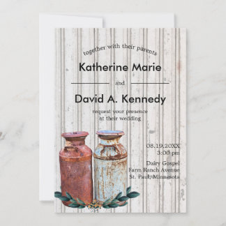 Invitación Antiguo País Leche Boda Presupuestario Granja Rúst