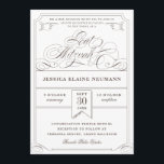 Invitación Antiguo Ticket Vintage Bat Mitzvah<br><div class="desc">Un diseño temático formal,  elegante y divertido,  tomando elementos de un billete de entrada vintage. El gris francés en lugar del negro le da un toque más moderno. Elija el tipo de papel,  corte y cambie los colores como desee.</div>