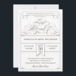 Invitación Antiguo Ticket Vintage Bat Mitzvah<br><div class="desc">Un diseño temático formal,  elegante y divertido,  tomando elementos de un billete de entrada vintage. El gris francés en lugar del negro le da un toque más moderno. Elija el tipo de papel,  corte y cambie los colores como desee.</div>