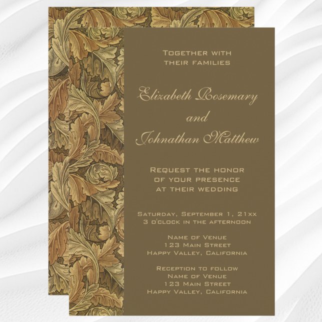Invitación Antiguo Victoriano cálido otoño deja Boda (Antique Victorian Warm Autumn Leaves Wedding Invitation)