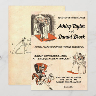 Invitación Antiguo viejo retro viejo pop arte ruso Boda ruso