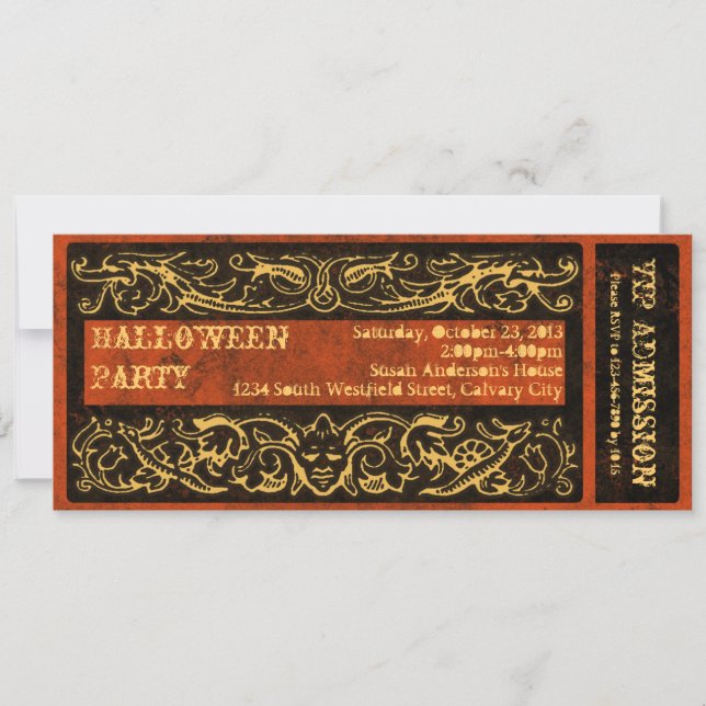 Invitación Antiguo y espeluznante Gótico de Halloween Party T (Anverso)
