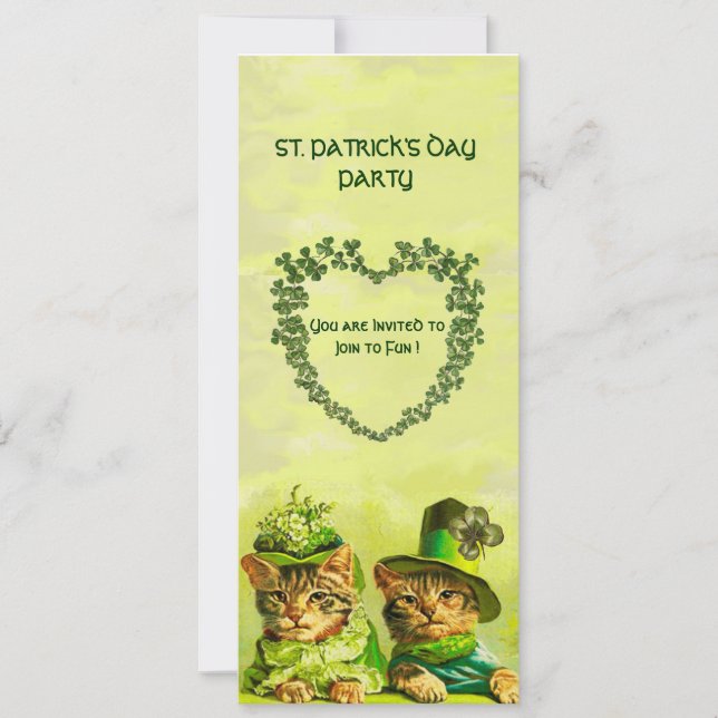 INVITACIÓN ANTIGUOS GATOS IRLANDESES DE MODA, FIESTA DEL DÍA  (Anverso)