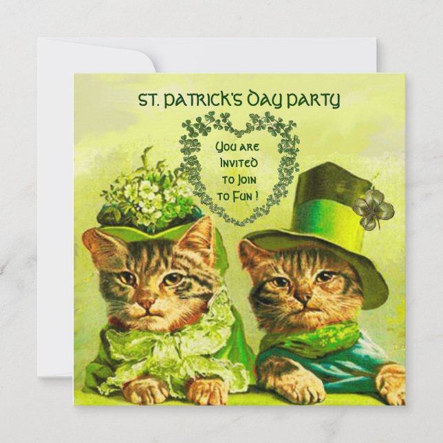 INVITACIÓN ANTIGUOS GATOS IRLANDESES DE MODA, FIESTA DEL DÍA  (Anverso)