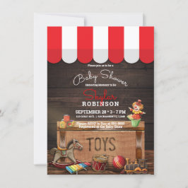 Invitación Antiguos Juguetes de Madera Caja de Juguetes Regal