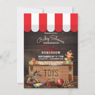 Invitación Antiguos Juguetes de Madera Caja de Juguetes Regal