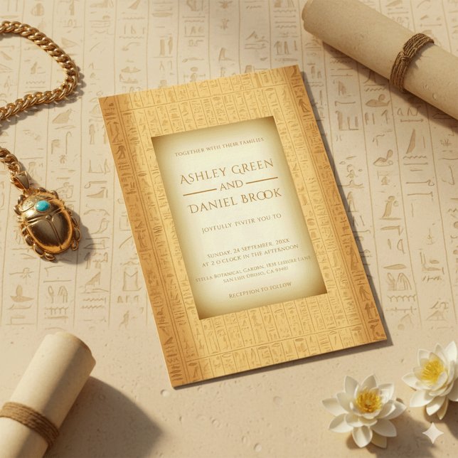 Invitación Antiguos motivos jeroglíficos Boda egipcio (Subido por el creador)
