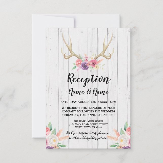 Invitación Antillas Flores De La Recepción De Bodas Rústicas (Anverso)