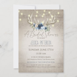 Invitación Antillas y luces Floral Blue Bridal Shower
