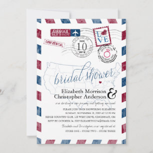Invitación Antique Airmail Ohio   Bridal Shower