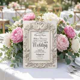 Invitación Antique Baroque Swans & Roses Fairytale  Wedding 