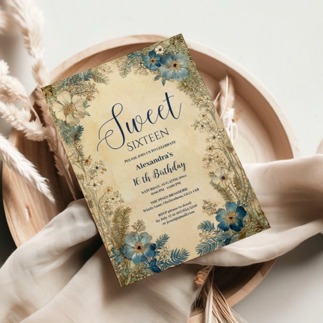 Invitación Antique Botanical Art Nouveau Sweet Sixteen (Subido por el creador)