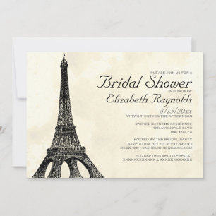 Invitación Antique Eiffel Tower Bridal Shower Invitations